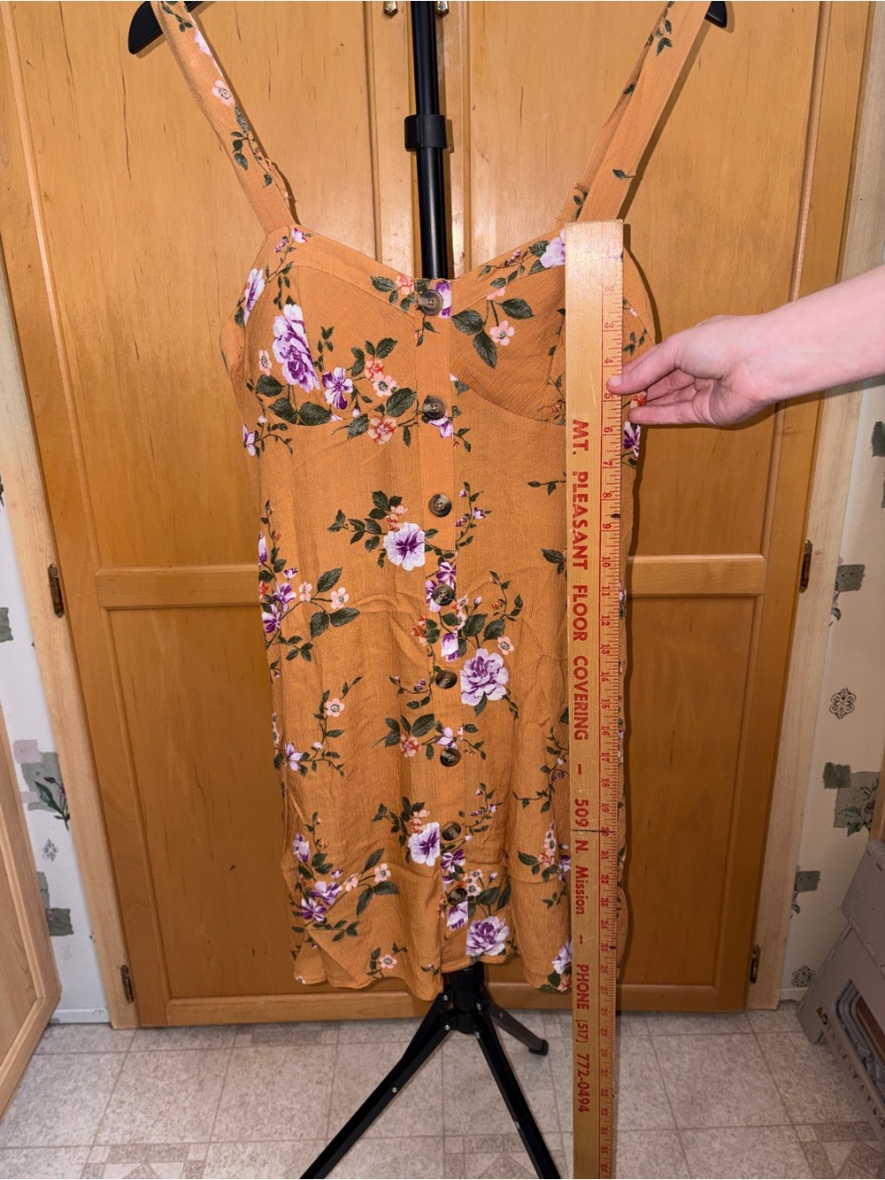 American Eagle Floral Sweetheart Mini Dress Mustard Yellow Cottage Garden Summer